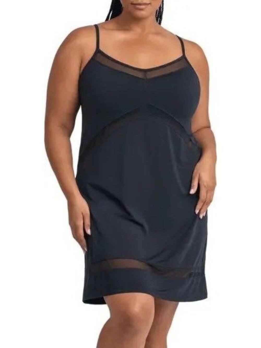 Honeylove Blisswear Mesh Panel Chemise in Black Size 3X